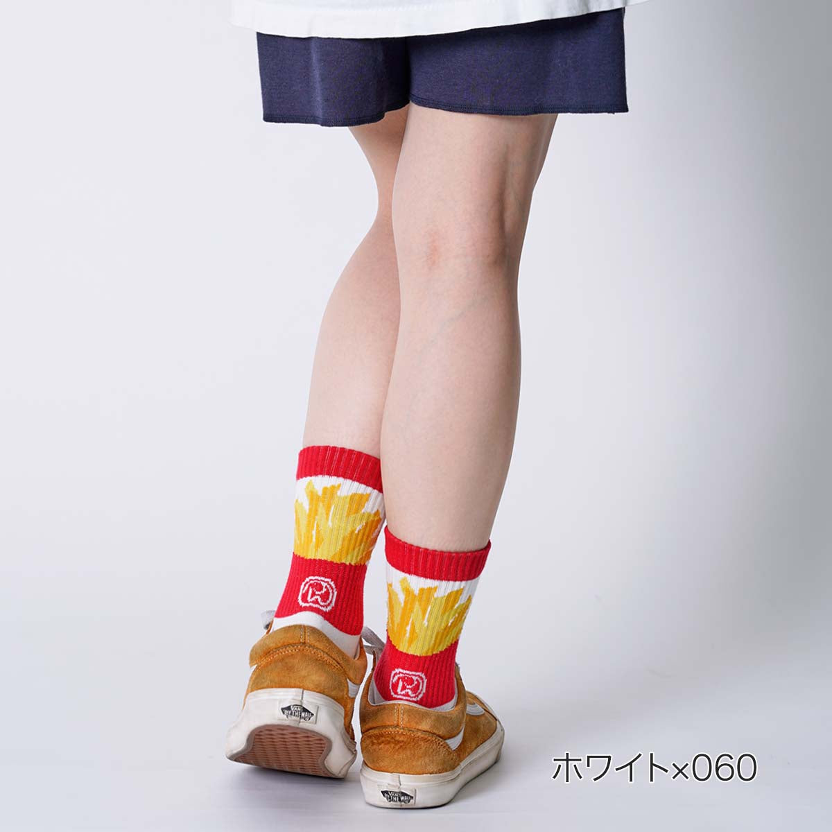りぽぽぽ*size120 TETSUDO SMILE SOCKSこども(踏切黒.踏切ボーダー.つり革
