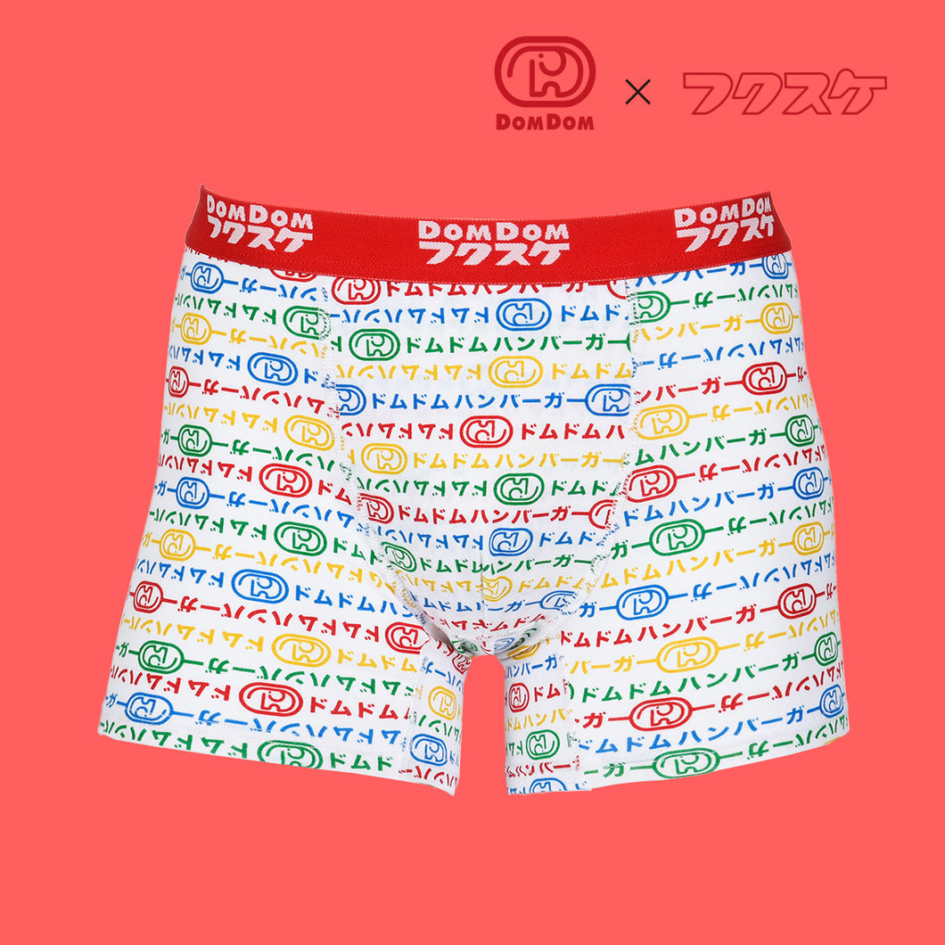 【DOMDOM×福助】ボクサーブリーフ ロゴマルチボーダー柄（伸縮性）
