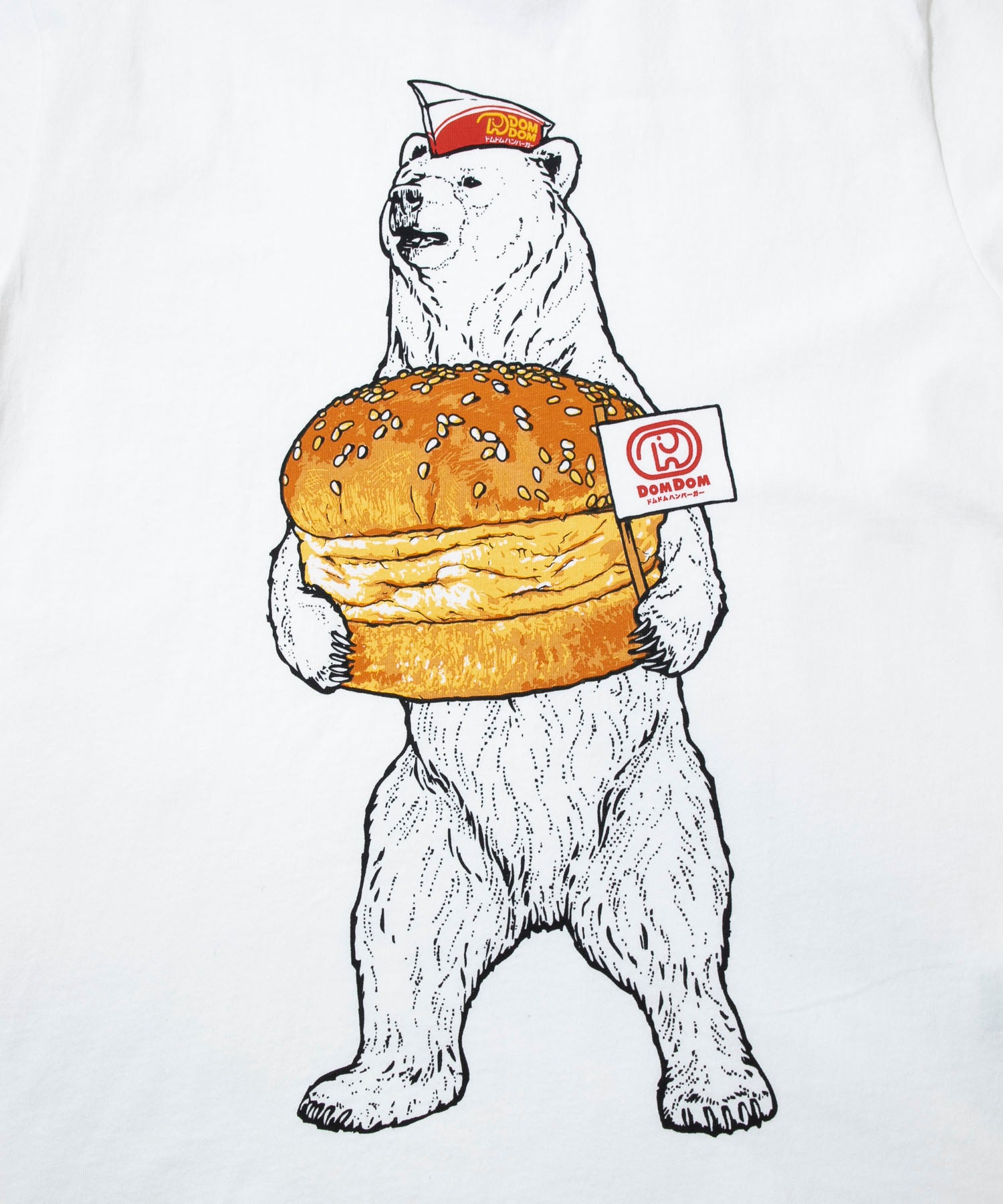 DOMDOM×GSC USA/C 天竺 手作り厚焼きたまごバーガークマS/S TEE 送料無料 アウトドア キャンプ ユニセックス 半袖 コラボ DOMDOM 売れ筋商品|||go slow caravan ドムドム DOMDOM×GSC】手作り厚焼きたまごバーガークマ TEE – ドムドム