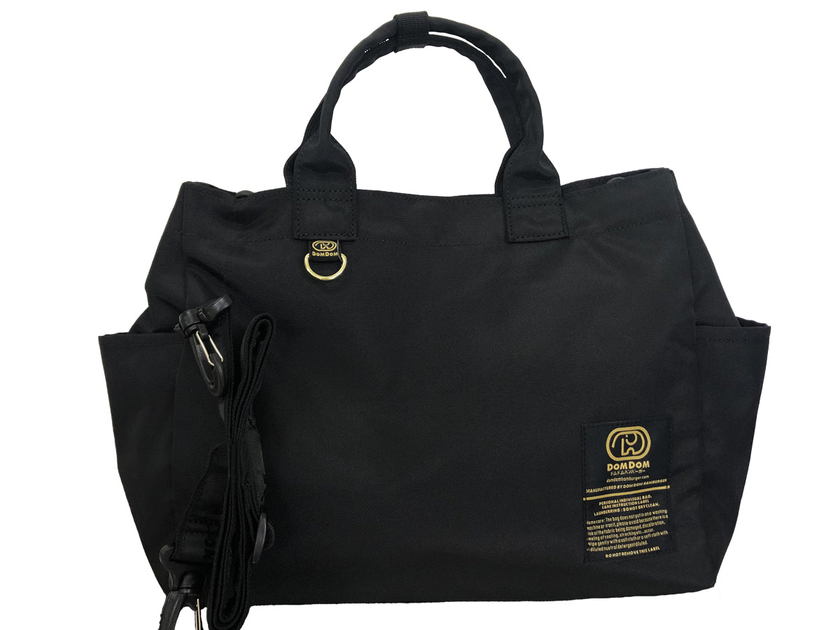 美品✨ドムドムハンバーガー ショルダー付きトートバッグ 黒
